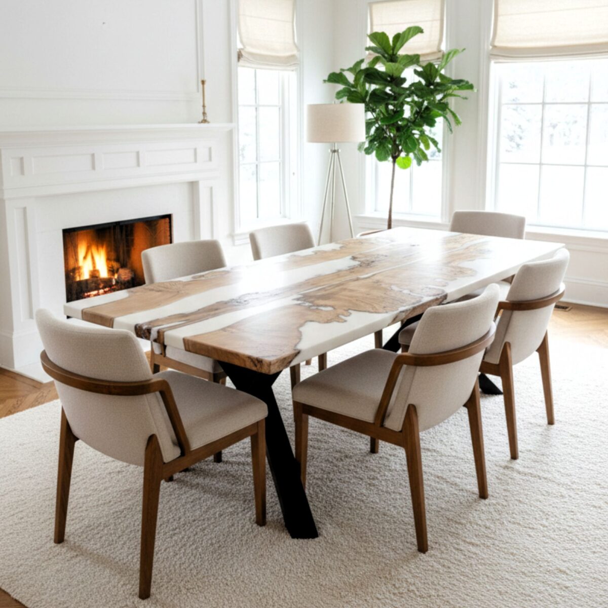 Alpine Frost Epoxy Dining Table – epoxy table detail view 8 | Ferozzi