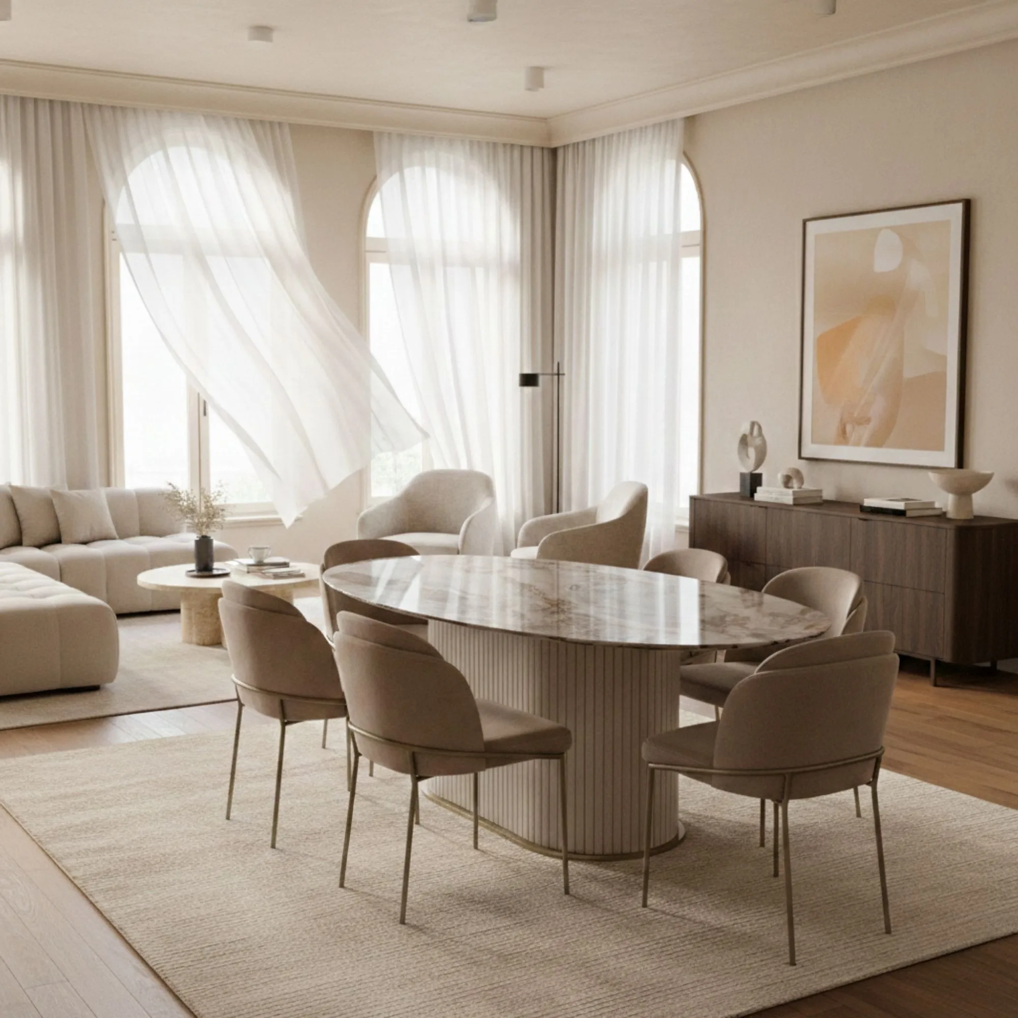Blush Ellipse Dining Table – dining table detail view 2 | Ferozzi