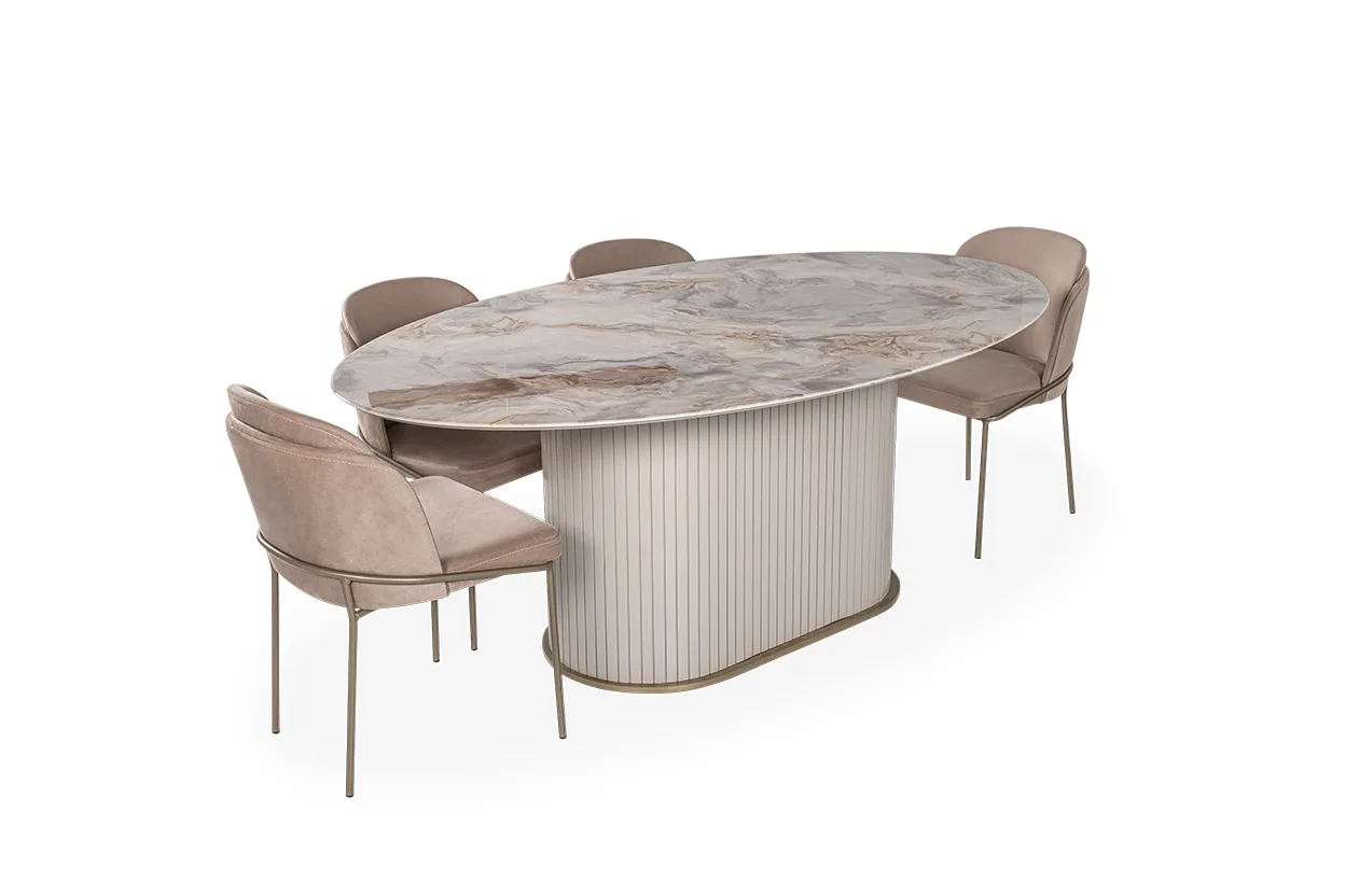 Blush Ellipse Dining Table – dining table detail view 4 | Ferozzi