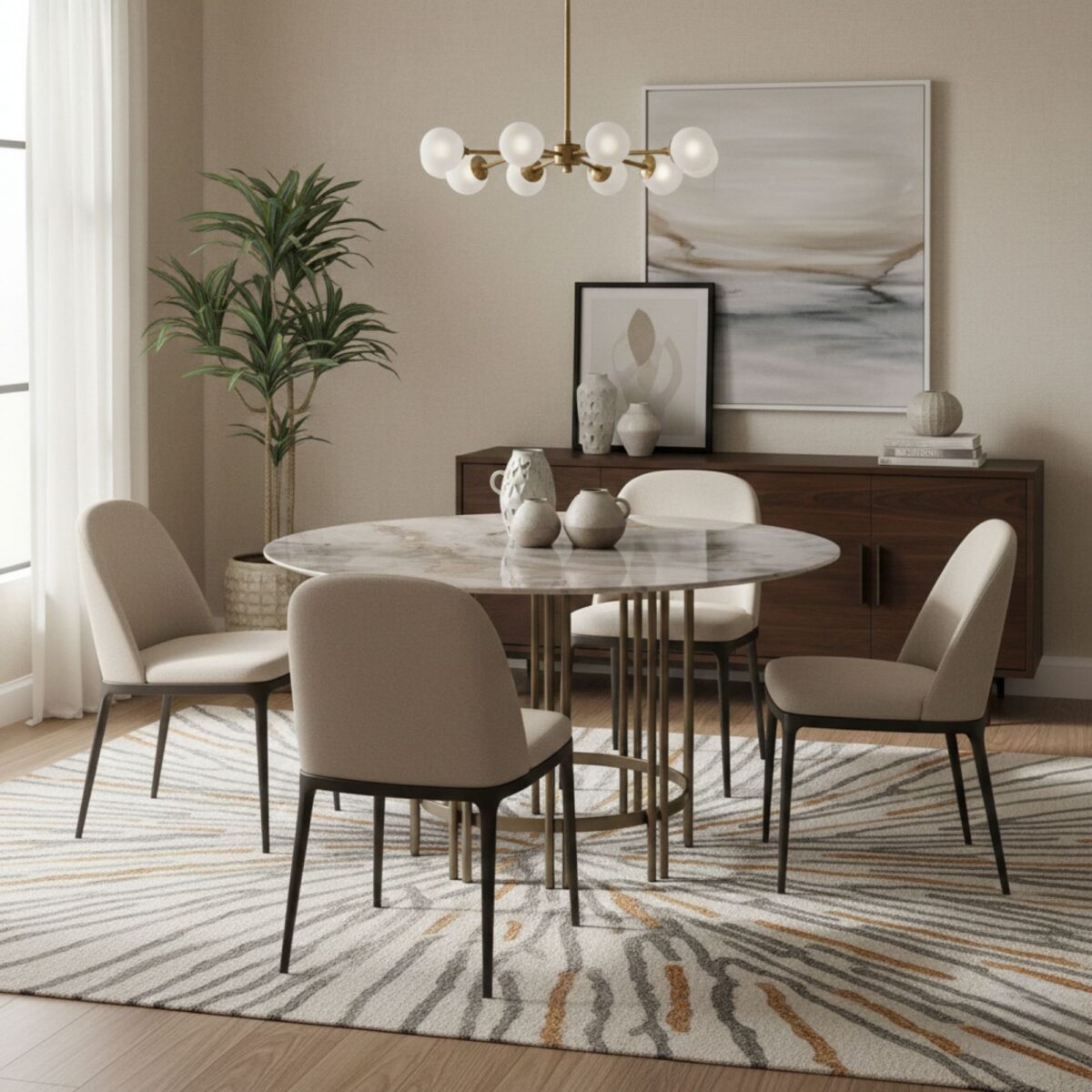 Blush Round Dining Table – dining table detail view 2 | Ferozzi