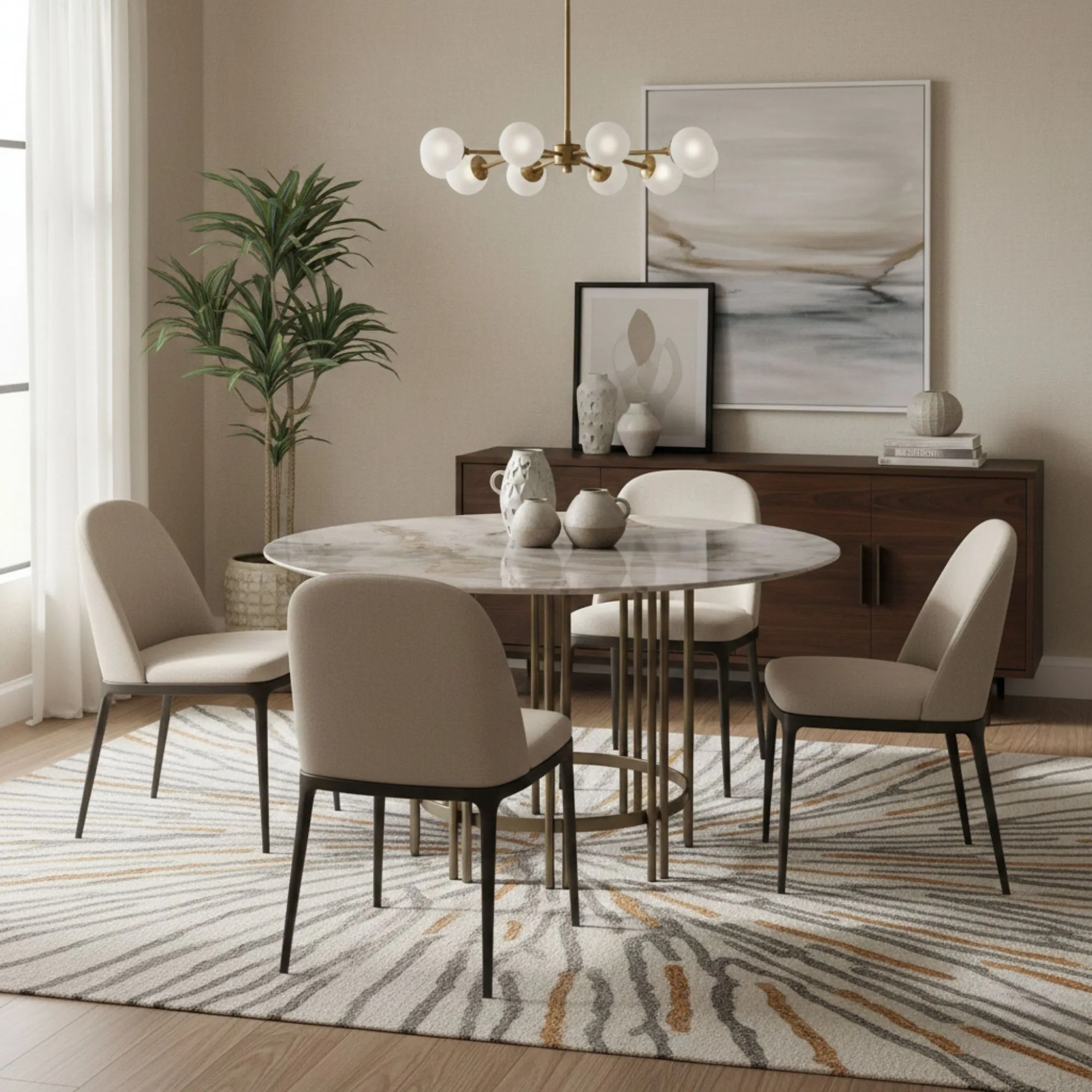 Blush Round Dining Table – dining table detail view 2 | Ferozzi