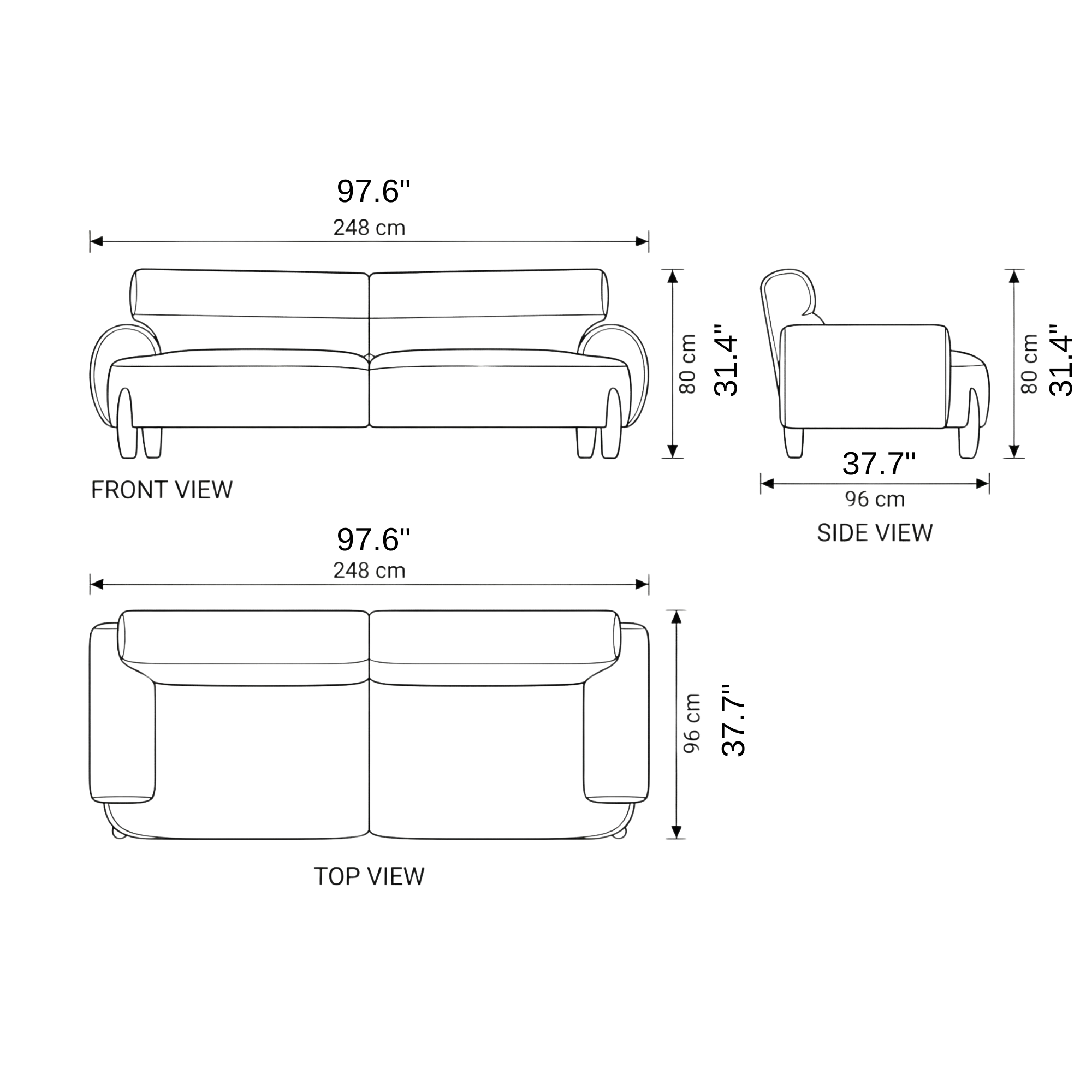 City Modern Sofa dimensions