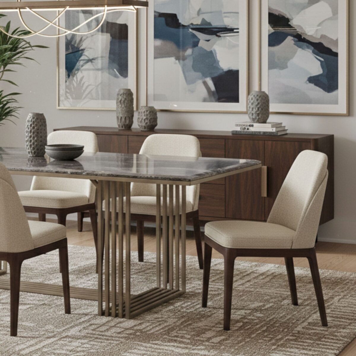 Crimson Marble Dining Table – dining table detail view 6 | Ferozzi