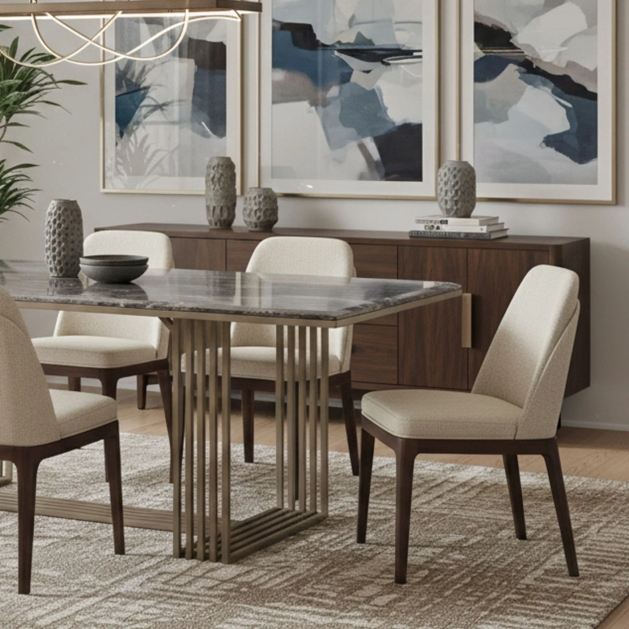 Crimson Marble Dining Table – dining table detail view 6 | Ferozzi