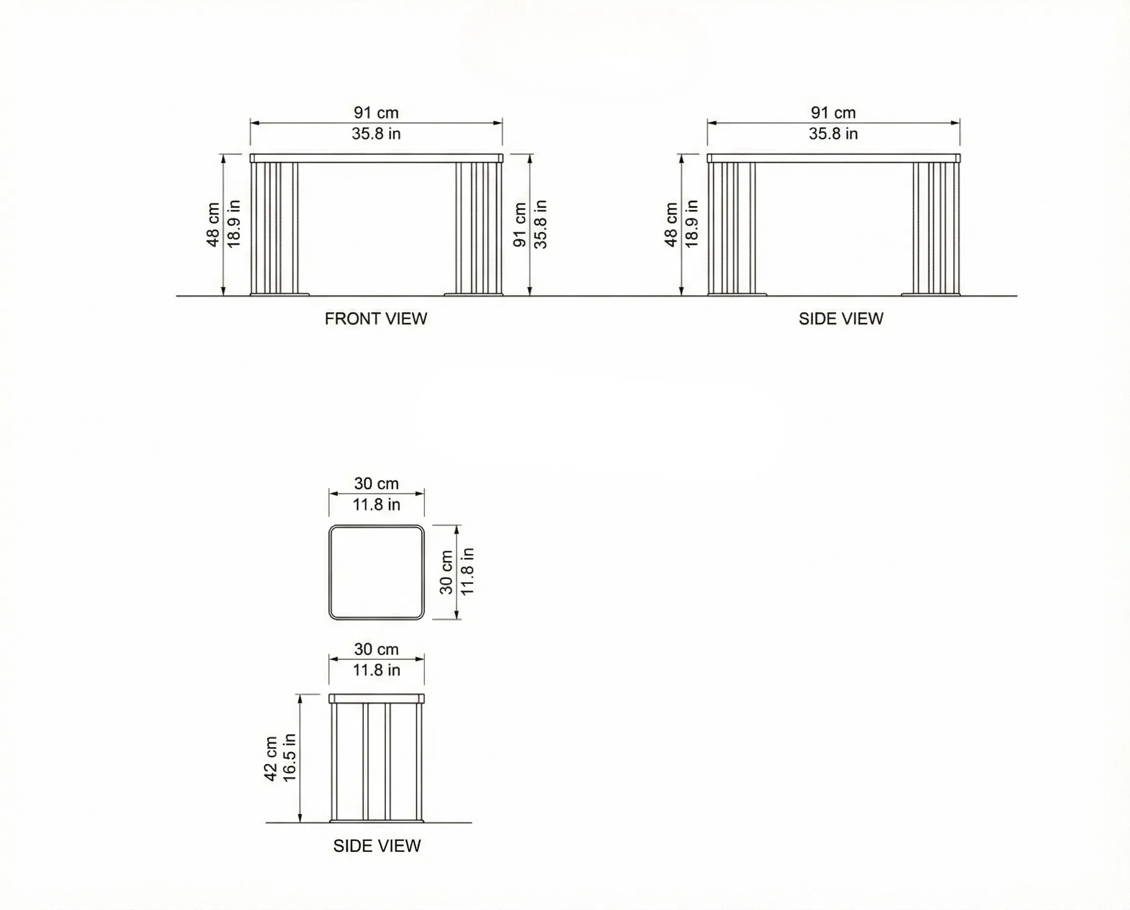 Dunwoody Coffee Table Set dimensions