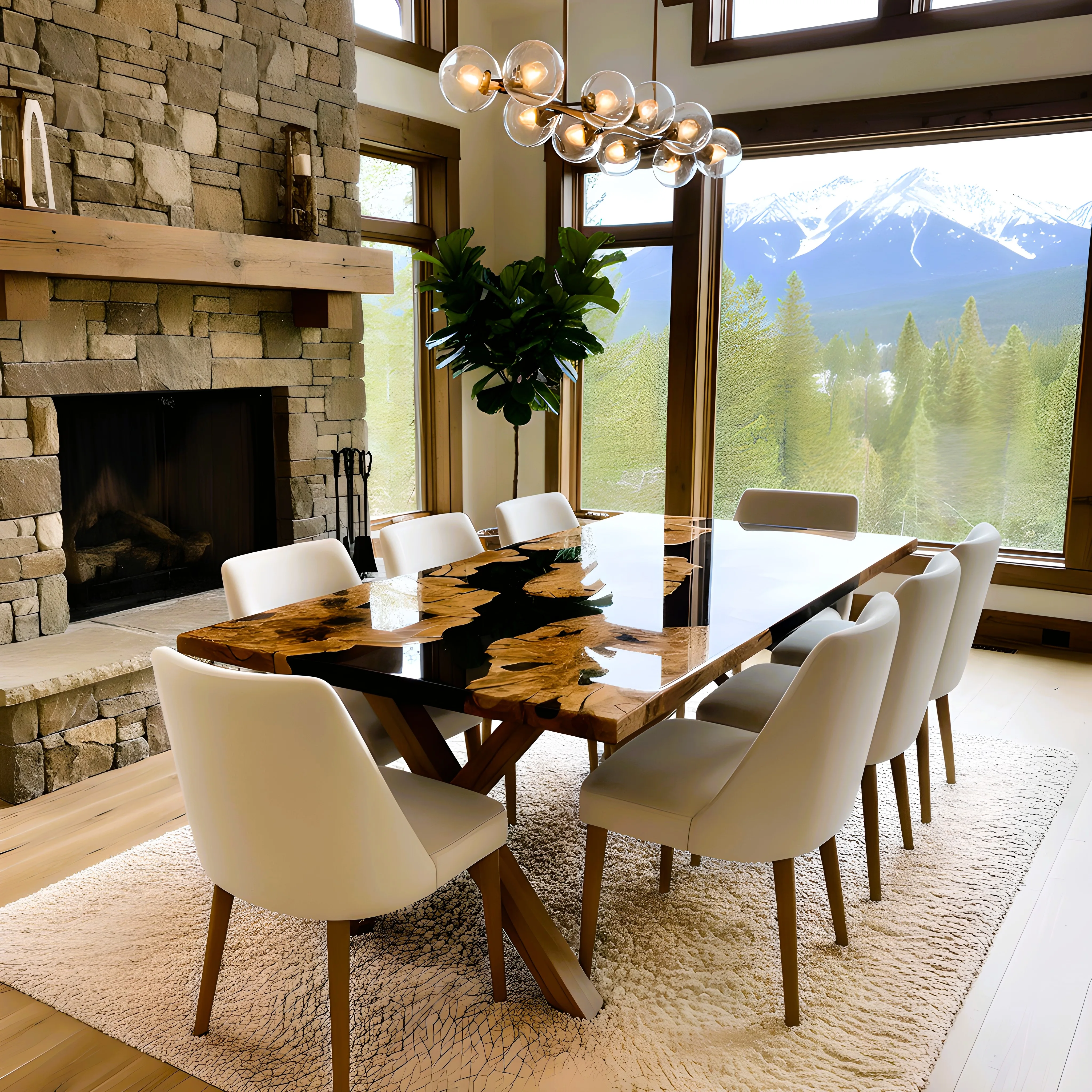 Eclipse Olive Wood Epoxy Dining Table – epoxy table detail view 3 | Ferozzi