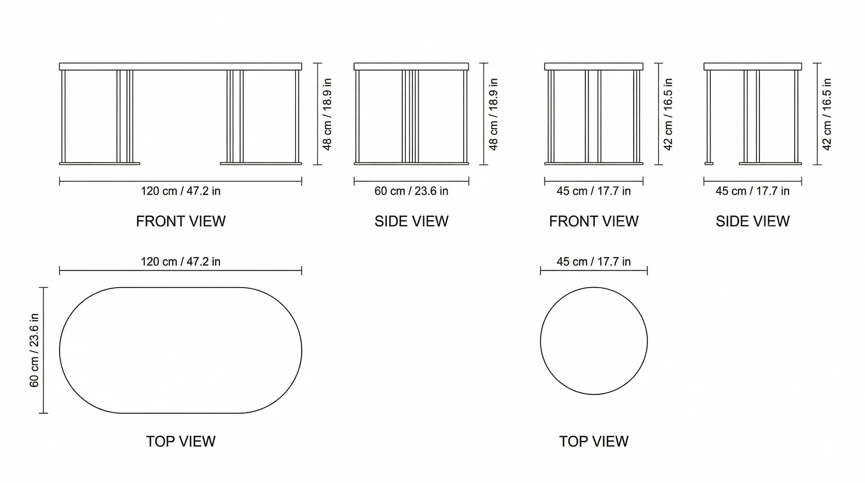 Johns Creek Coffee Table Set dimensions