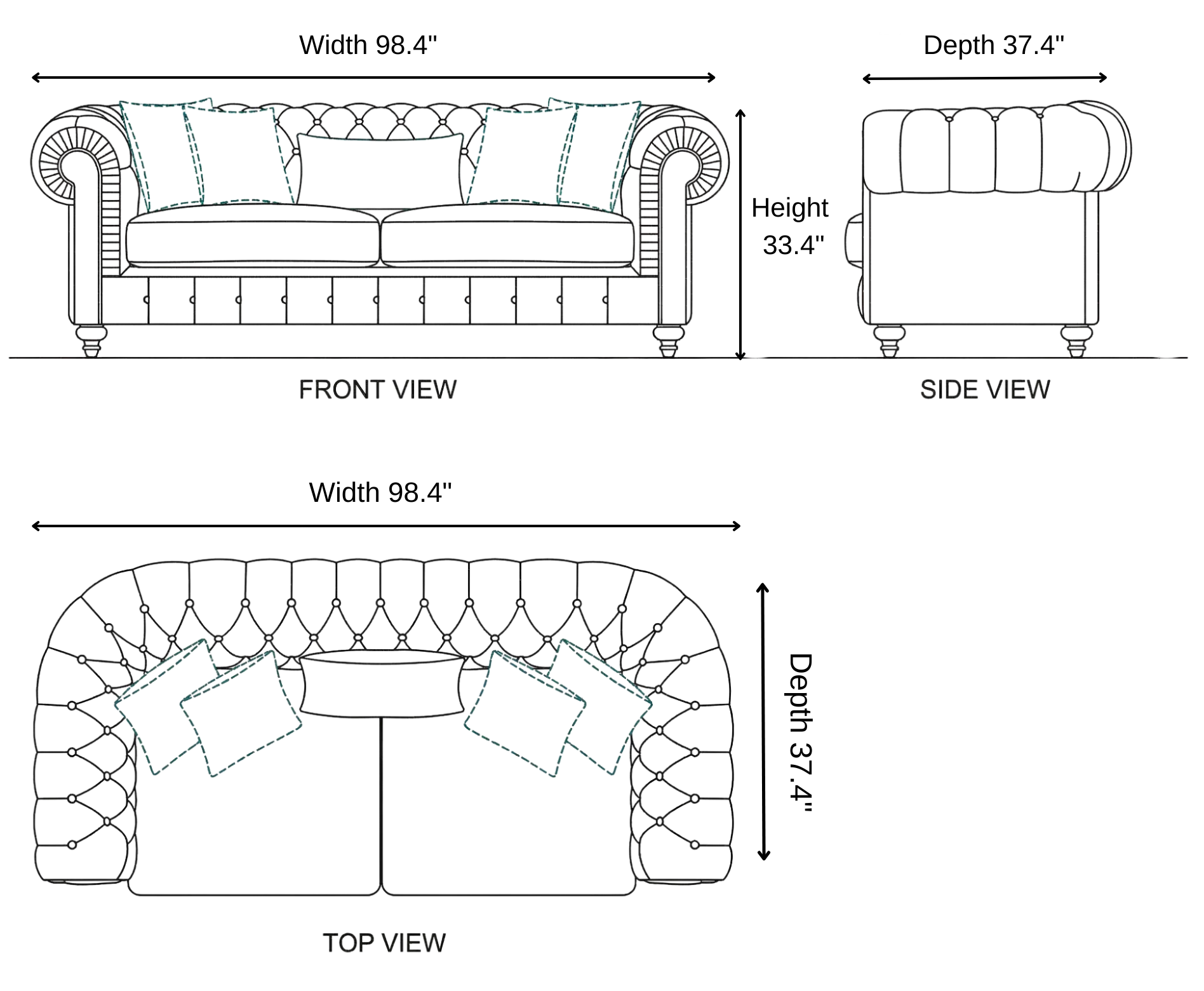 Macon Sofa dimensions