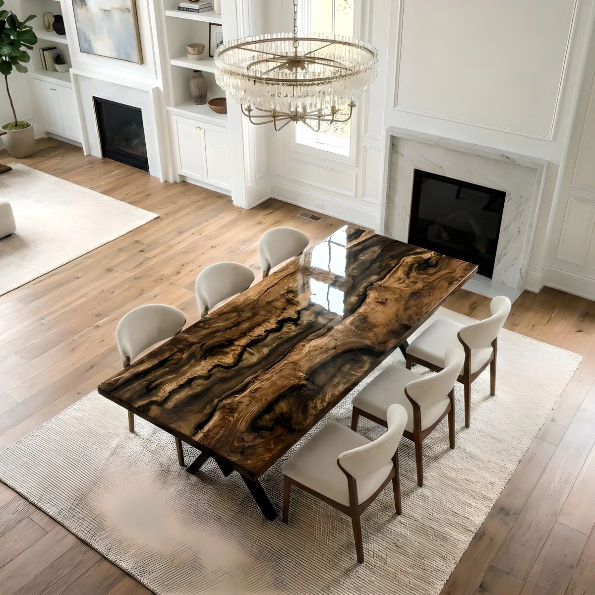 New Midnight Walnut Canyon Epoxy Table – epoxy table detail view 2 | Ferozzi
