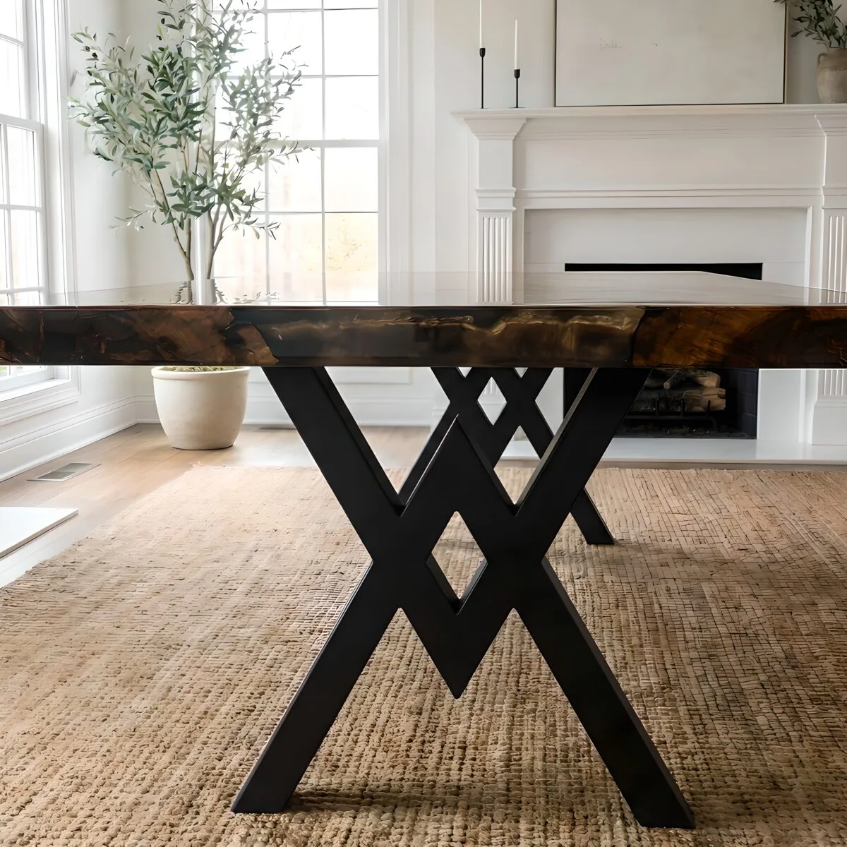 New Midnight Walnut Canyon Epoxy Table – epoxy table detail view 3 | Ferozzi