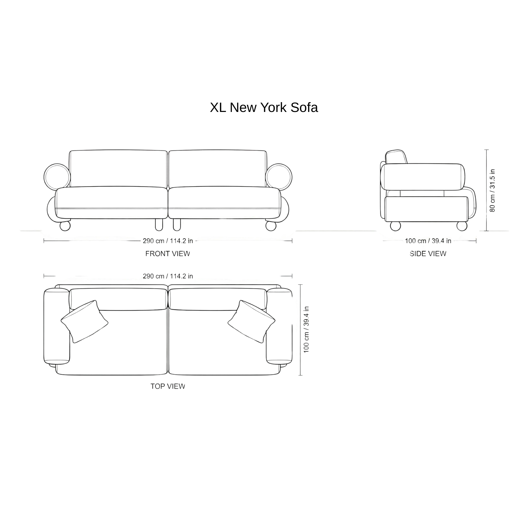 New York Sofa dimensions