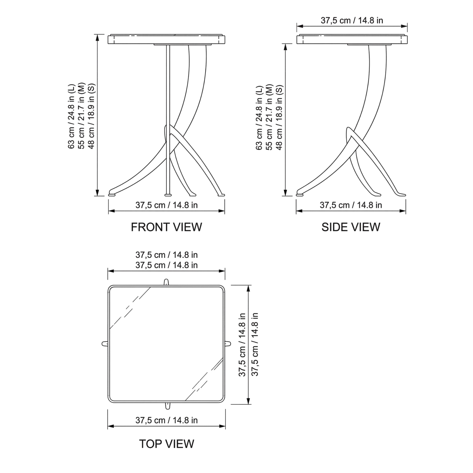 Palmetto Nesting Side Tables dimensions