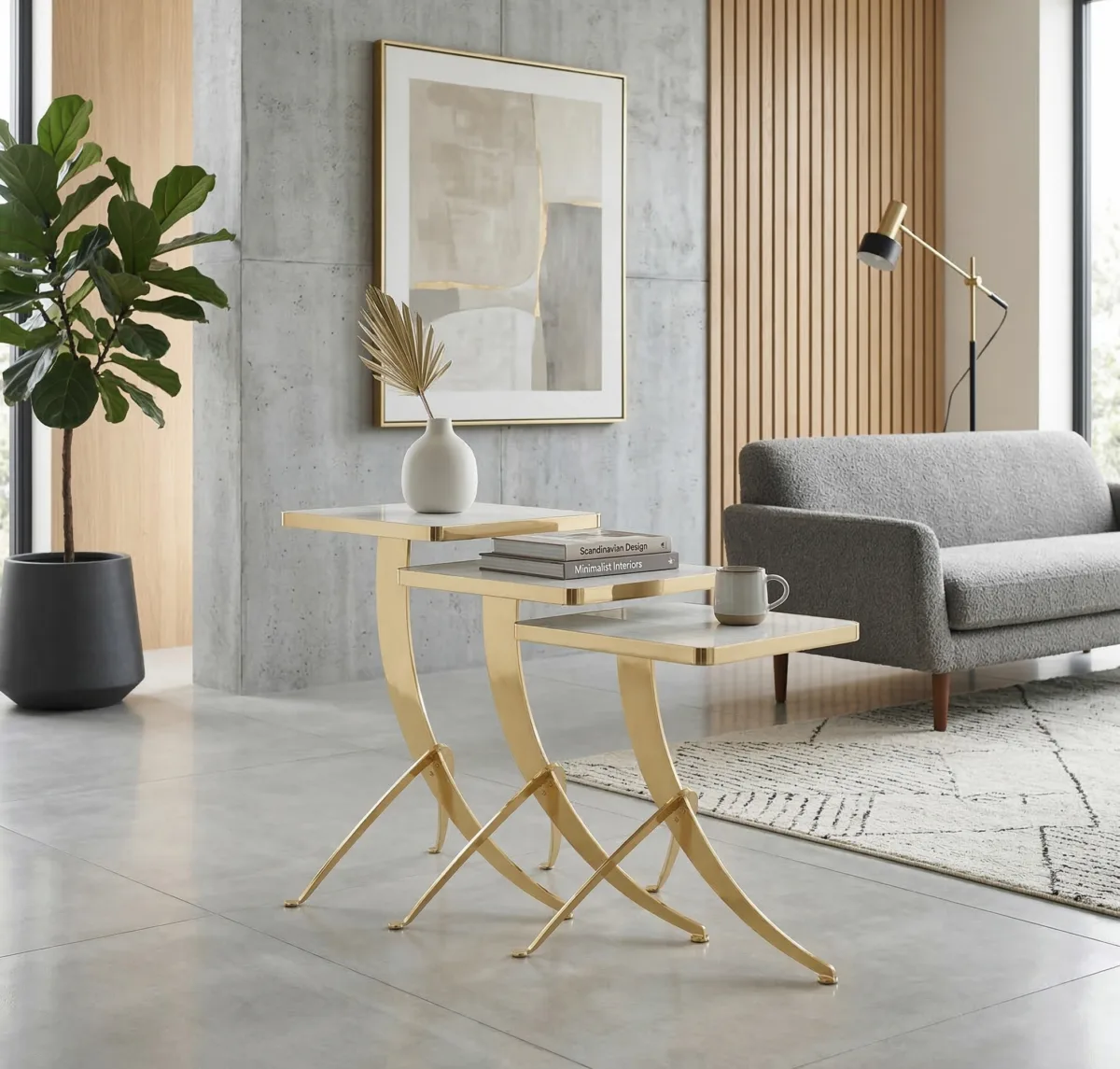 Palmetto Nesting Side Tables – side table detail view 2 | Ferozzi