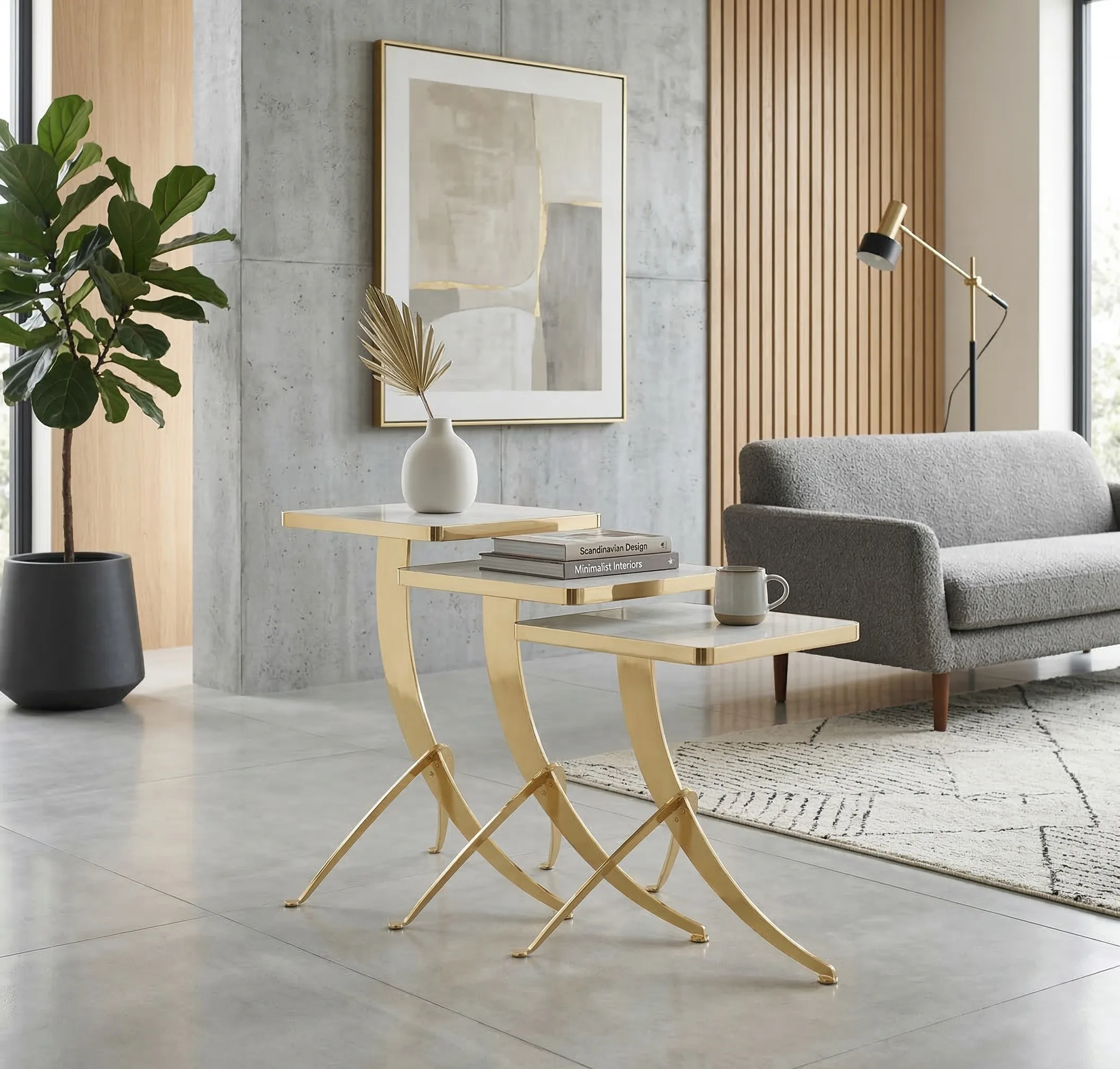 Palmetto Nesting Side Tables – side table detail view 2 | Ferozzi