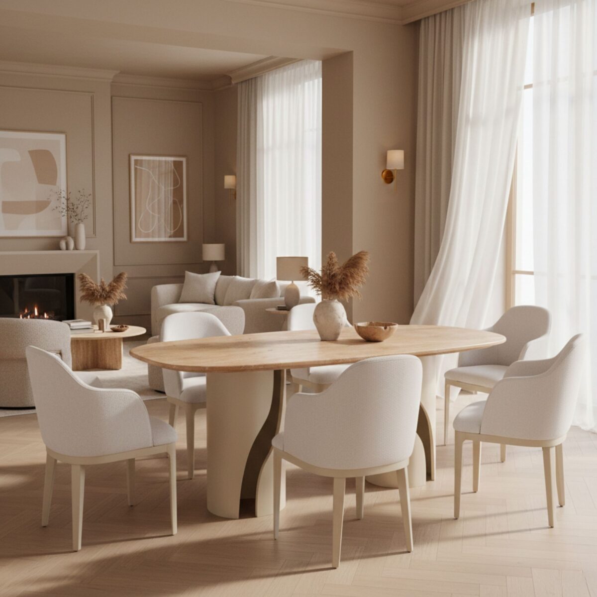 Travertine Marble Dining Table – dining table detail view 4 | Ferozzi