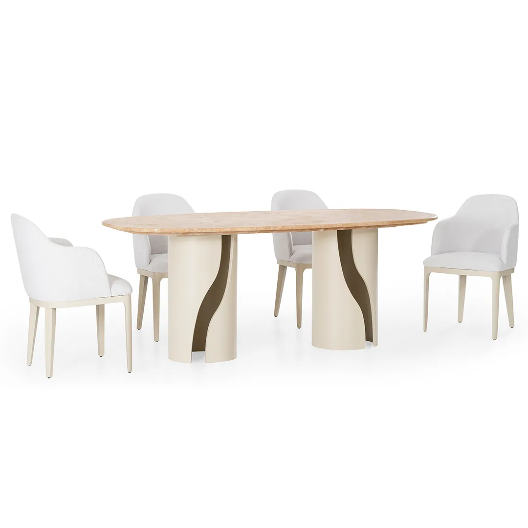 Travertine Marble Dining Table – dining table detail view 6 | Ferozzi