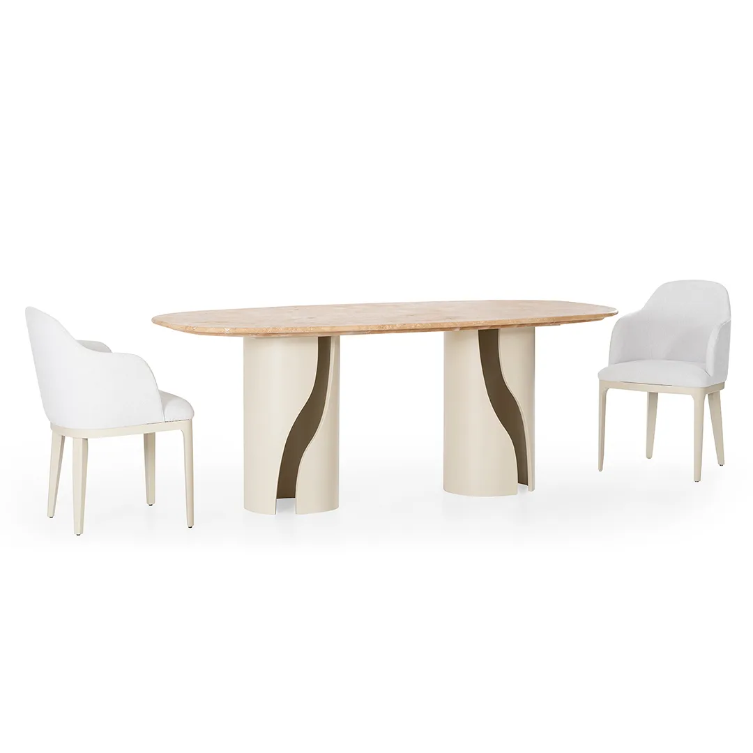 Travertine Marble Dining Table – dining table detail view 7 | Ferozzi