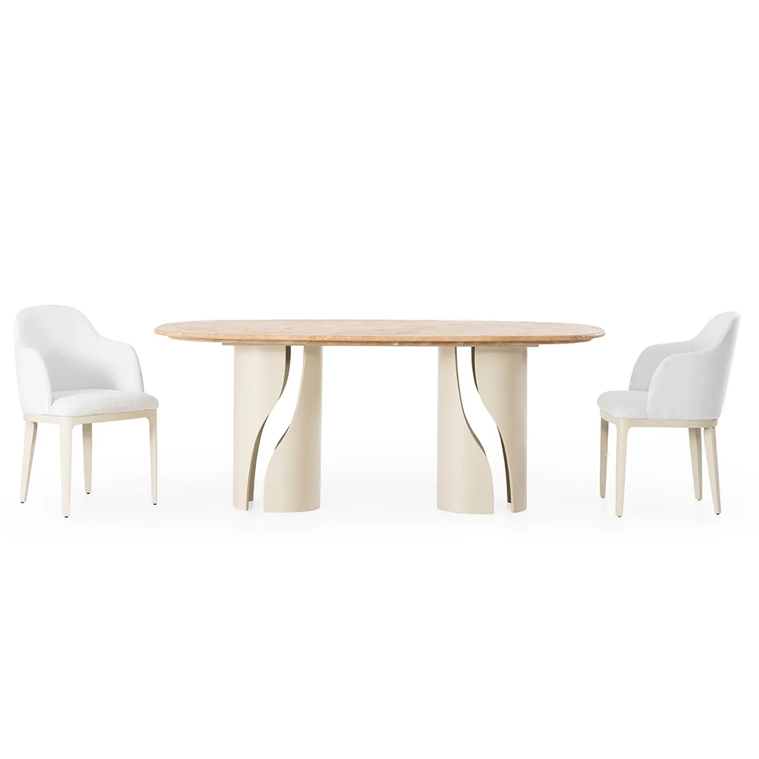 Travertine Marble Dining Table – dining table detail view 8 | Ferozzi