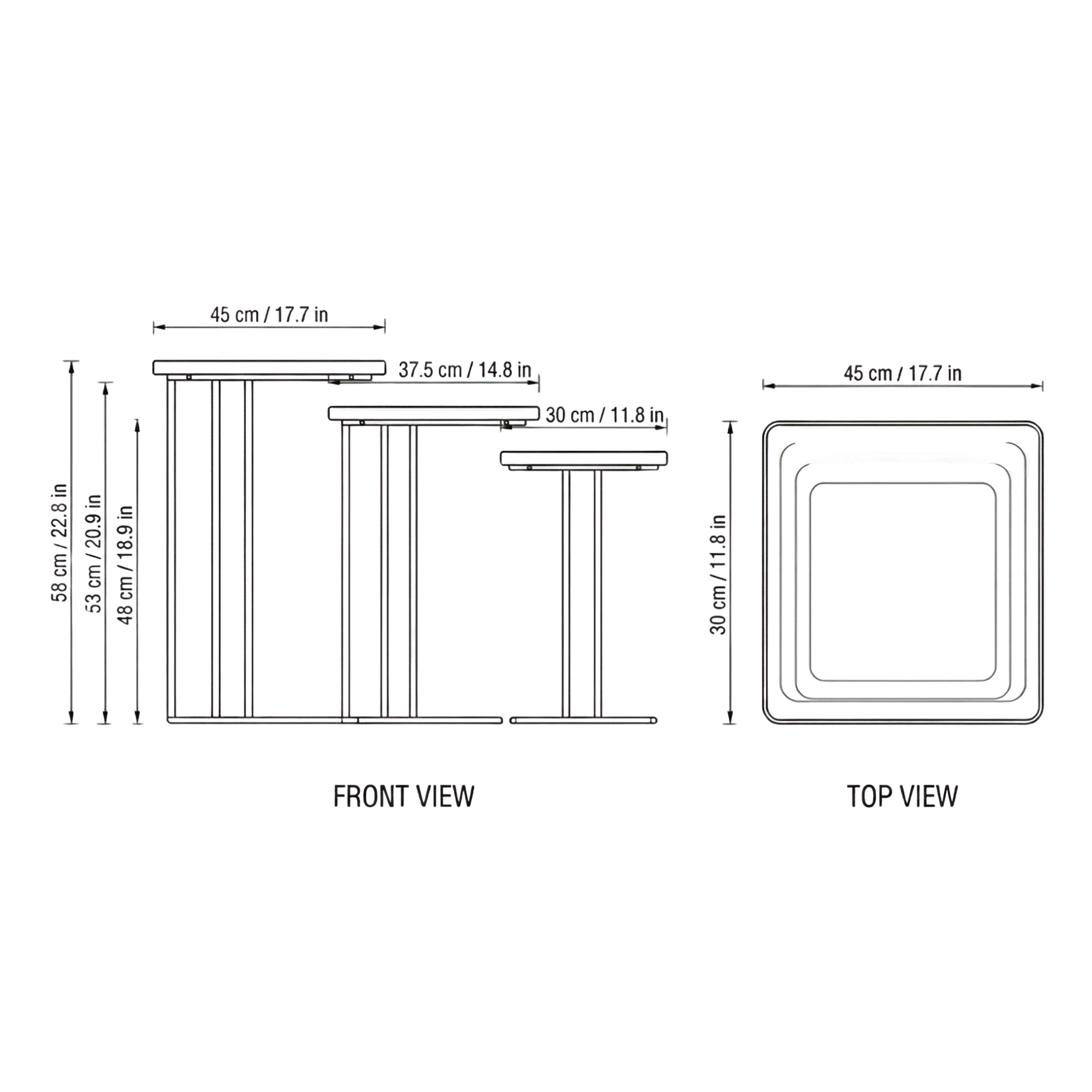 Tyrone Nesting Side Tables dimensions