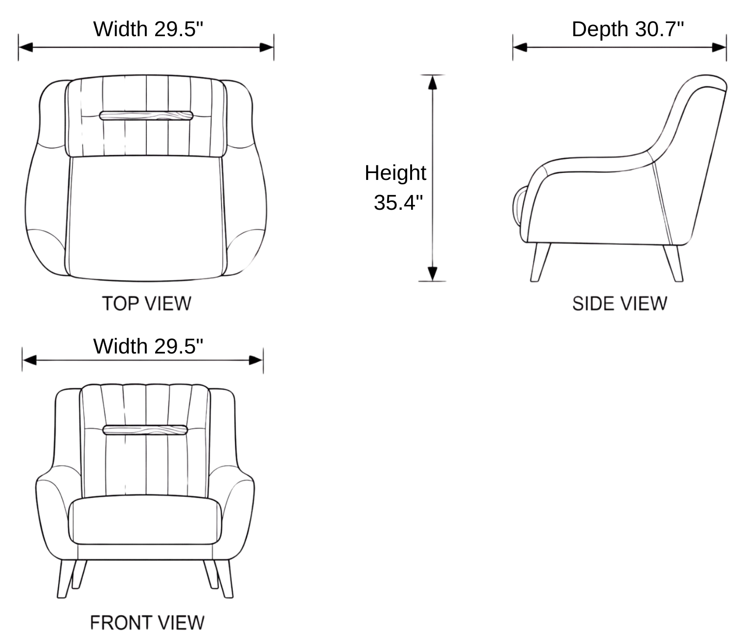 Washington Modern Sofa dimensions
