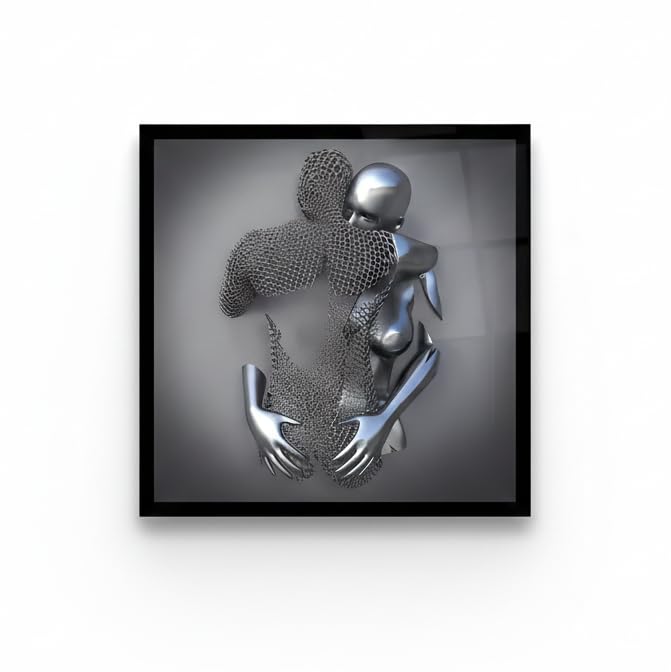 Silver Embrace Sculptures Glass Wall Art