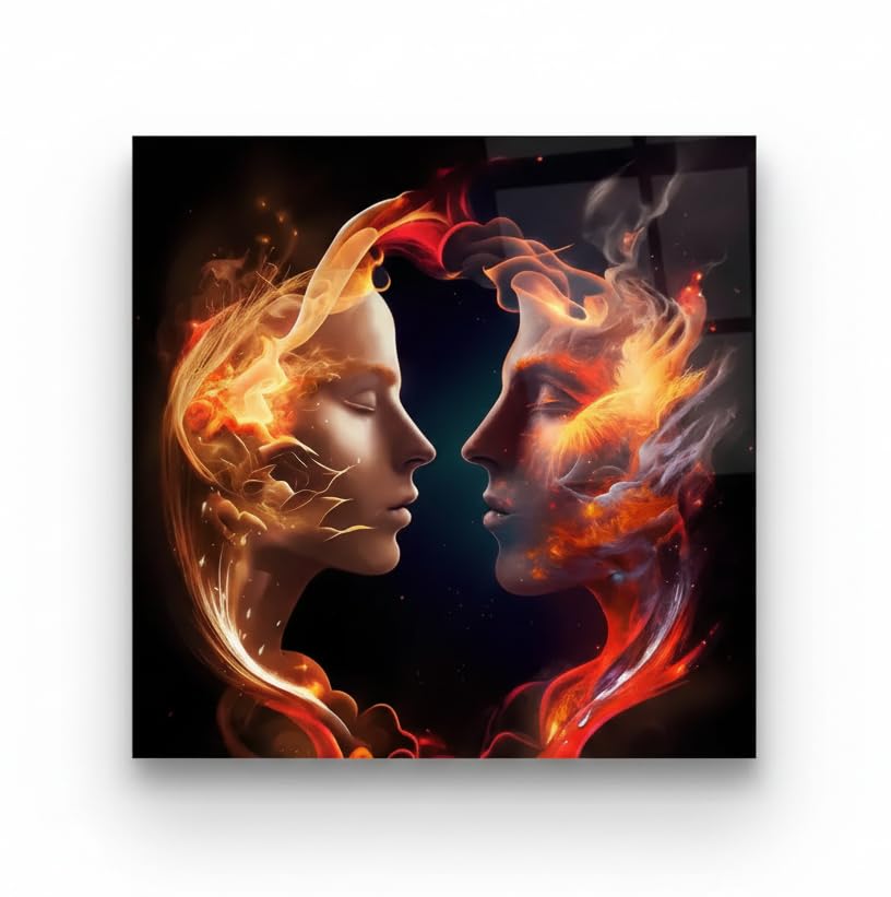 Rose and Thorn Flame Glass Wall Art