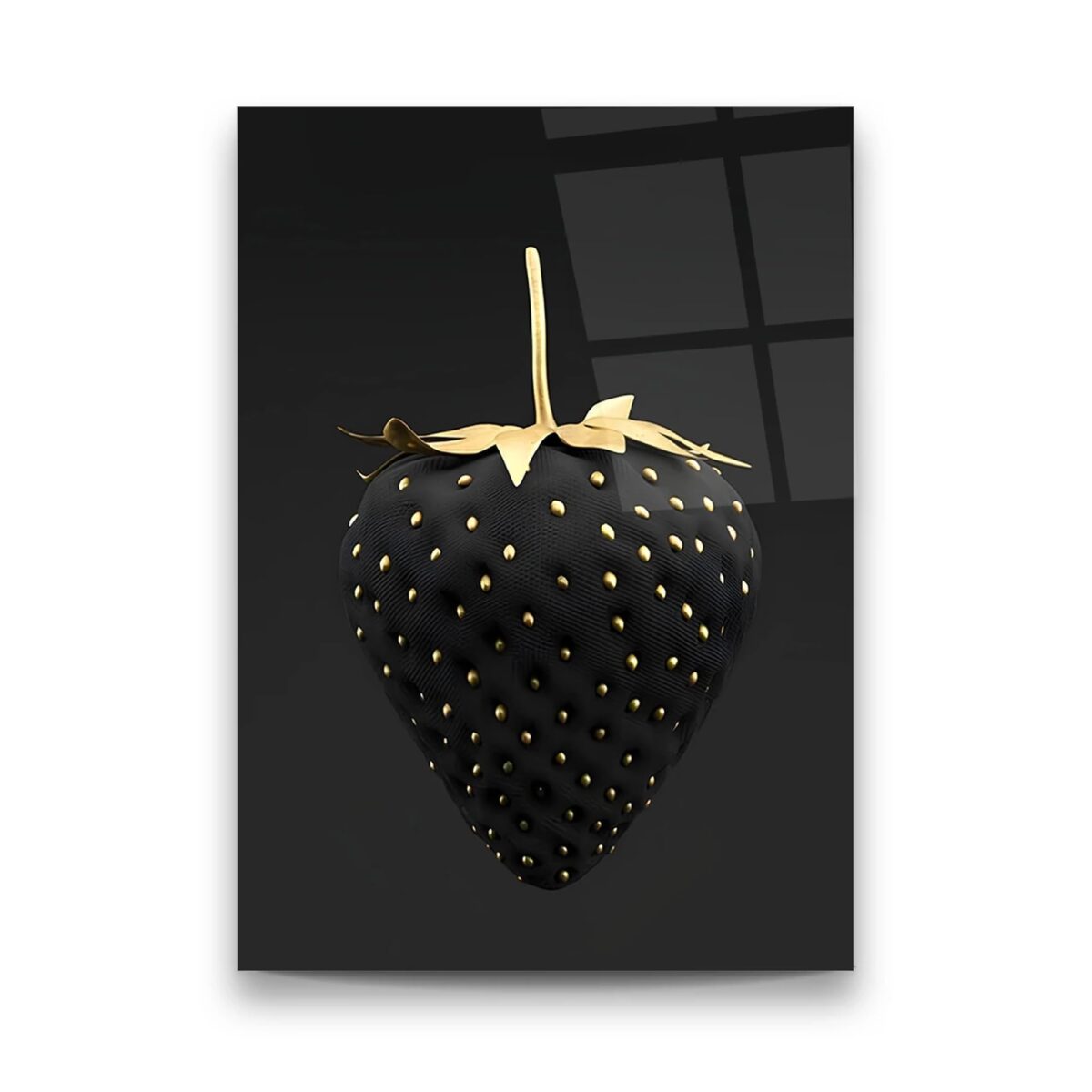 Black Strawberry Glass Wall Art