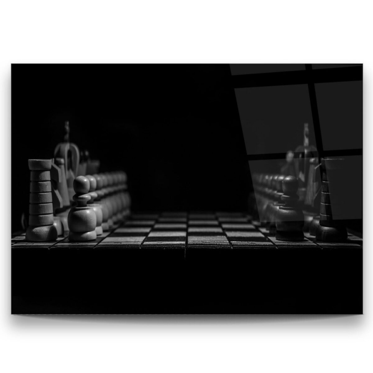 Chess Board Perspective Glass Wall Art