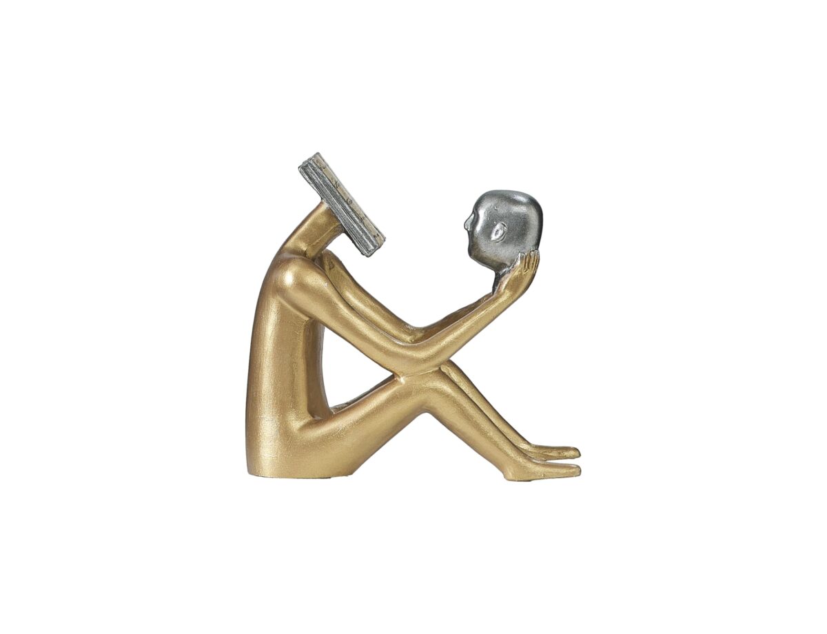 Abstract Man With Book Head Sculpture