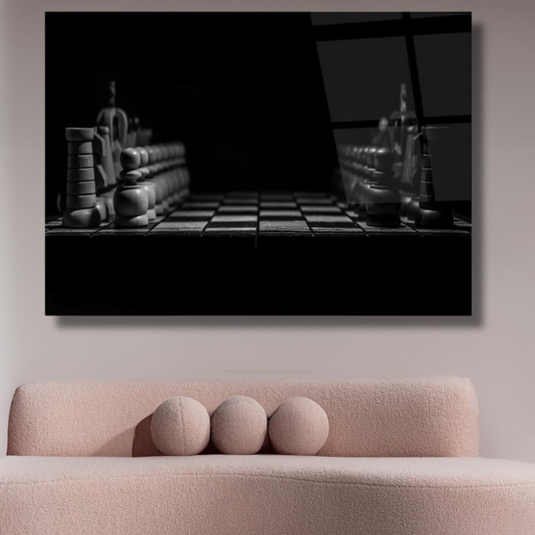 Chess Board Perspective Glass Wall Art