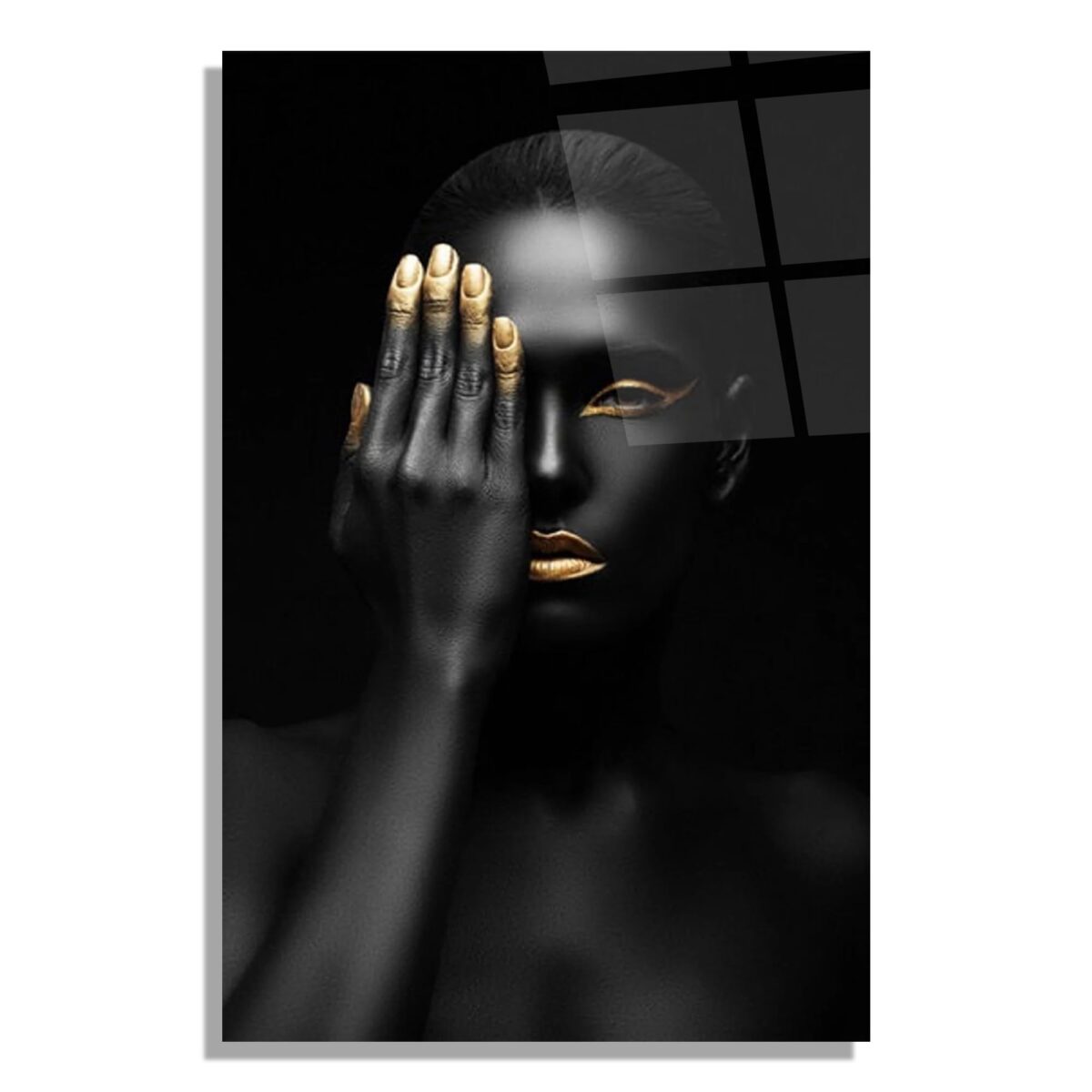 Black Gold Woman Glass Wall Art
