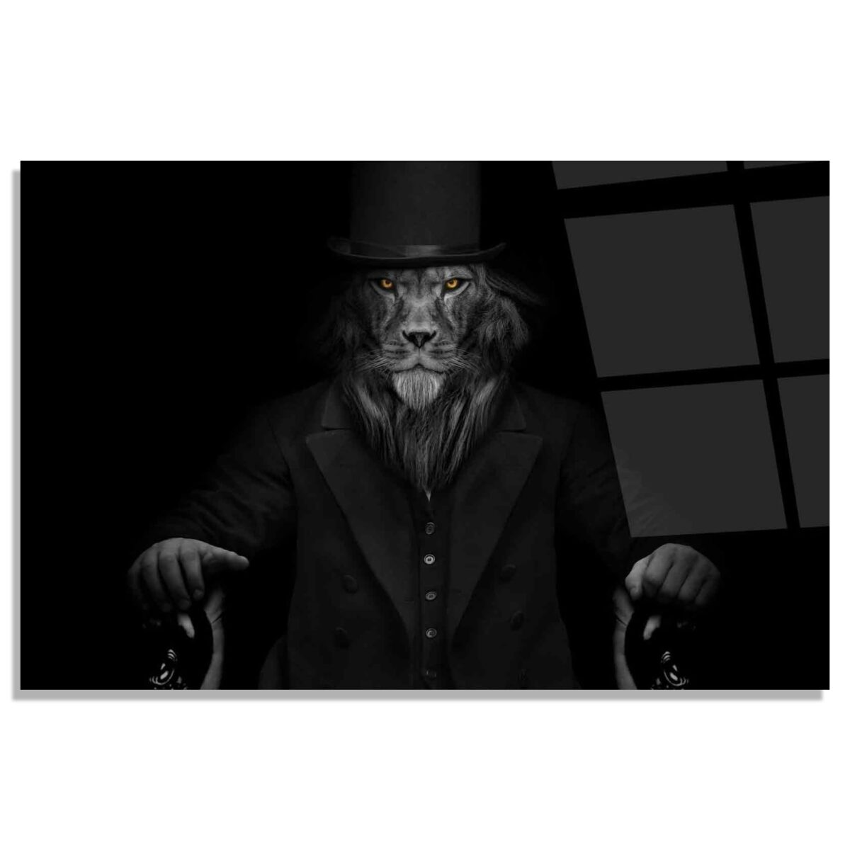 Abstract Lion Man Glass Wall Art