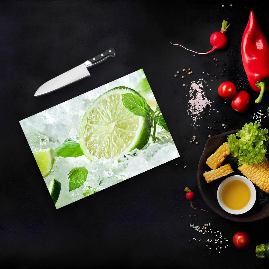 Lime Lemon Tempered Glass Cutting Board