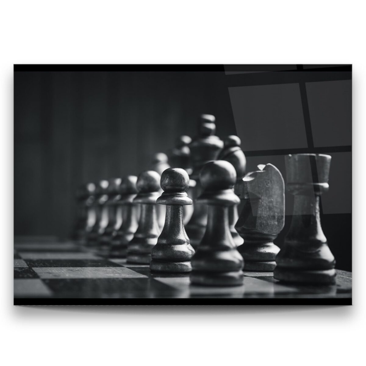 Chess Pieces Strategy Glass Wall Art