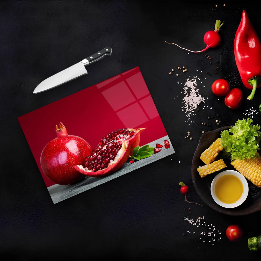 Pomegranate Tempered Glass Cutting Board