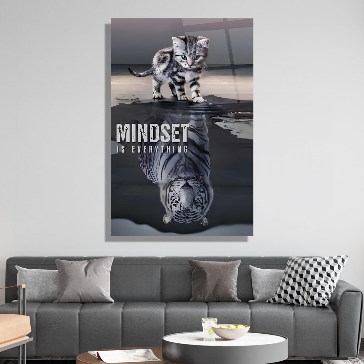 Motivational Cat Glass Wall Art