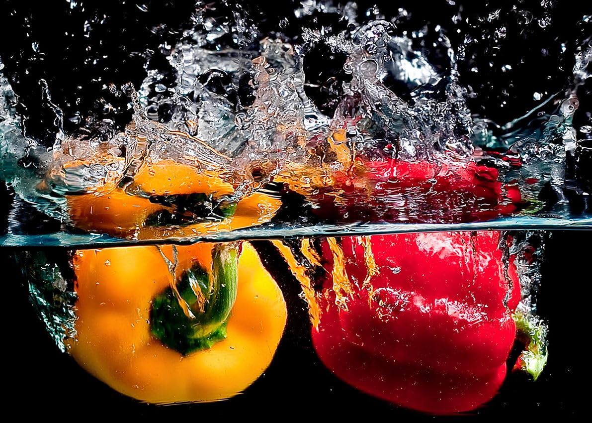 Yellow and Red Pepper Tempered Glass Cutting Board