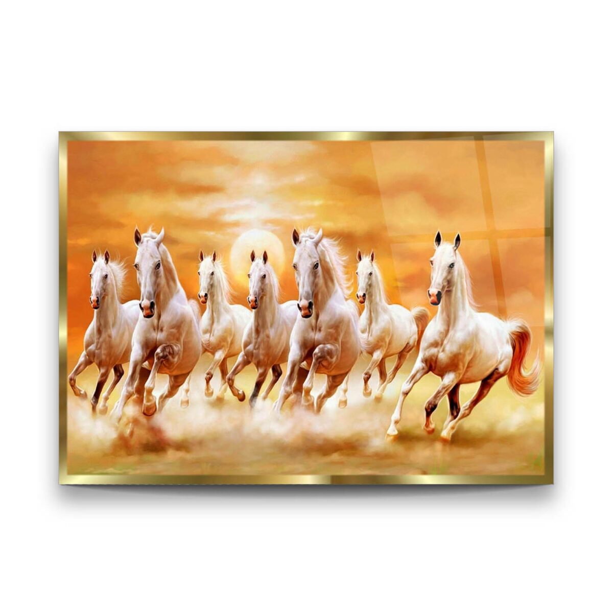 White Horses of the Sun Glass Wall Art