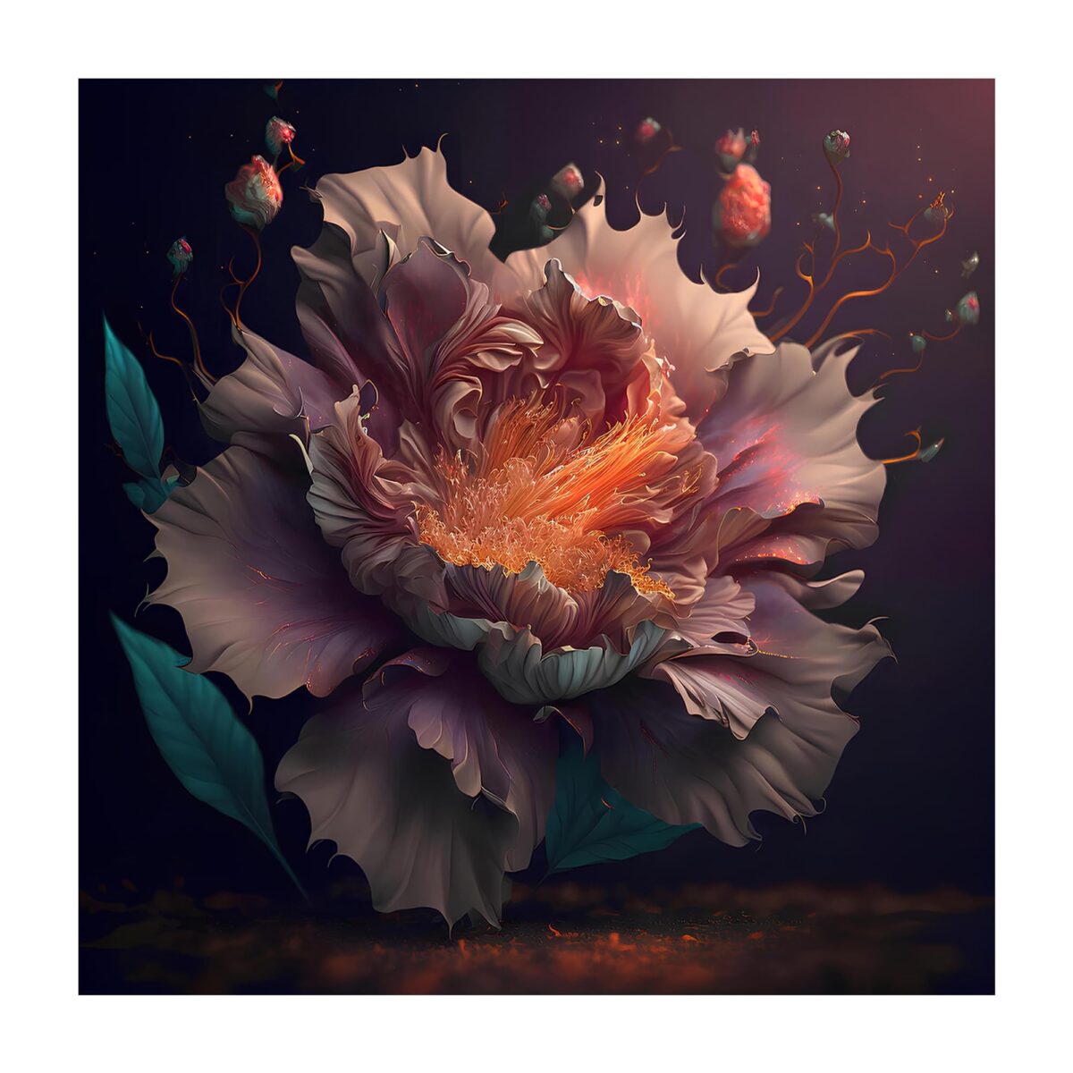 Flower Illustration Glass Wall Art