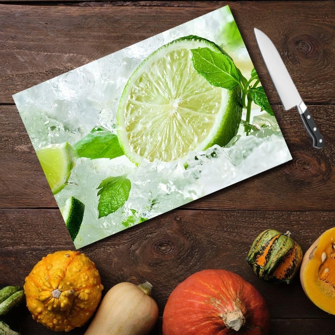 Lime Lemon Tempered Glass Cutting Board