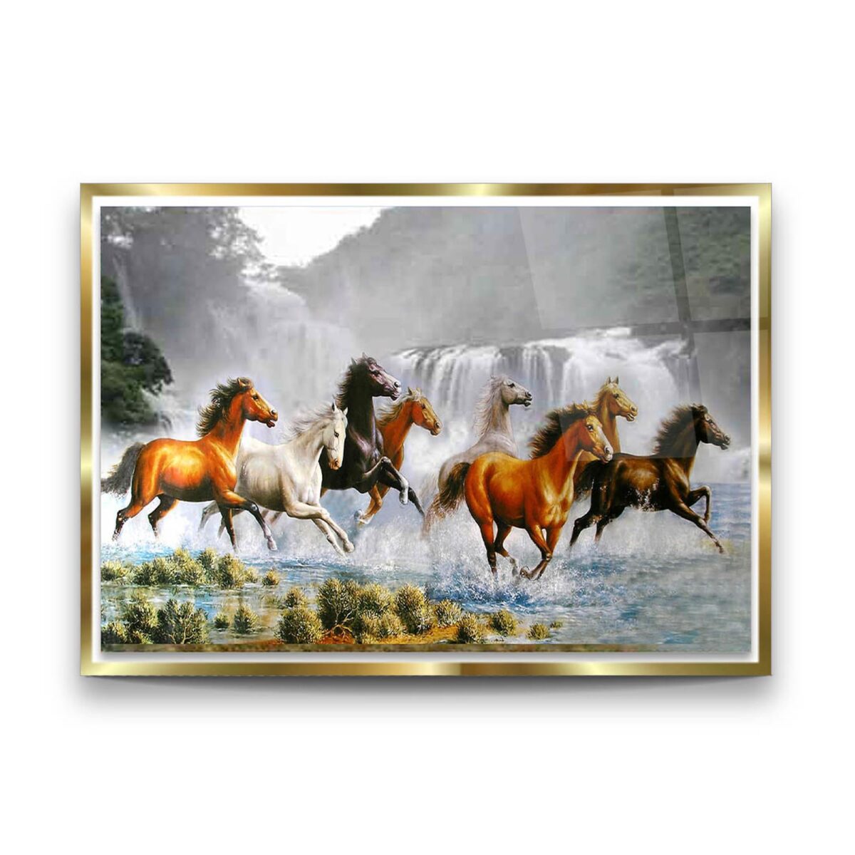 Acrylic Paint Water Horses Glass Wall Art