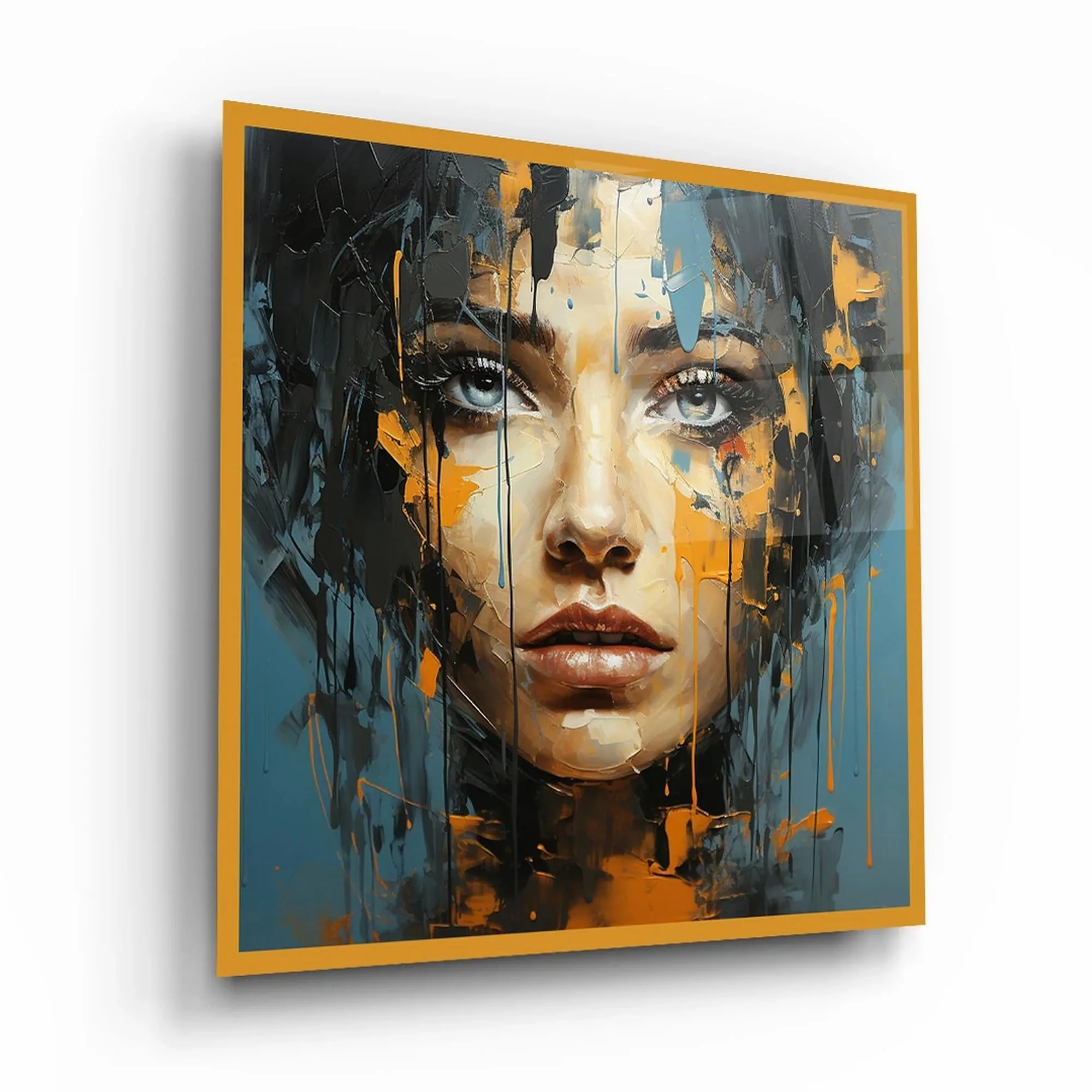 Lady Face Portrait Glass Wall Art