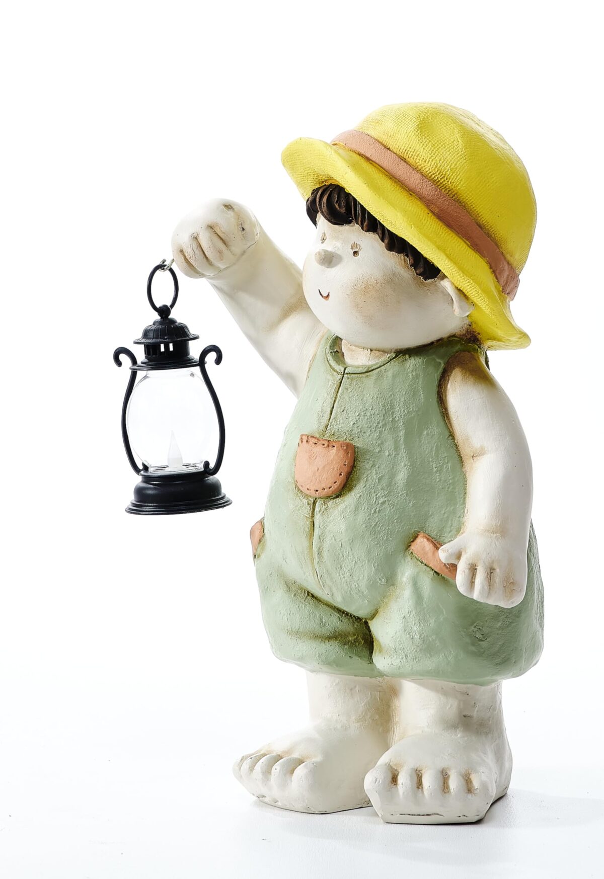 Colorful Boy Holding a Lantern Sculpture