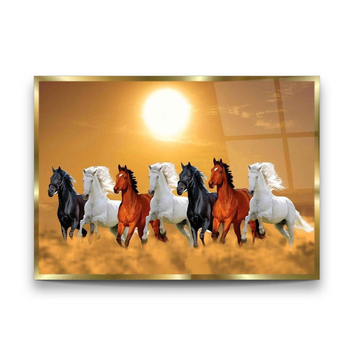 Sunset Horses Glass Wall Art