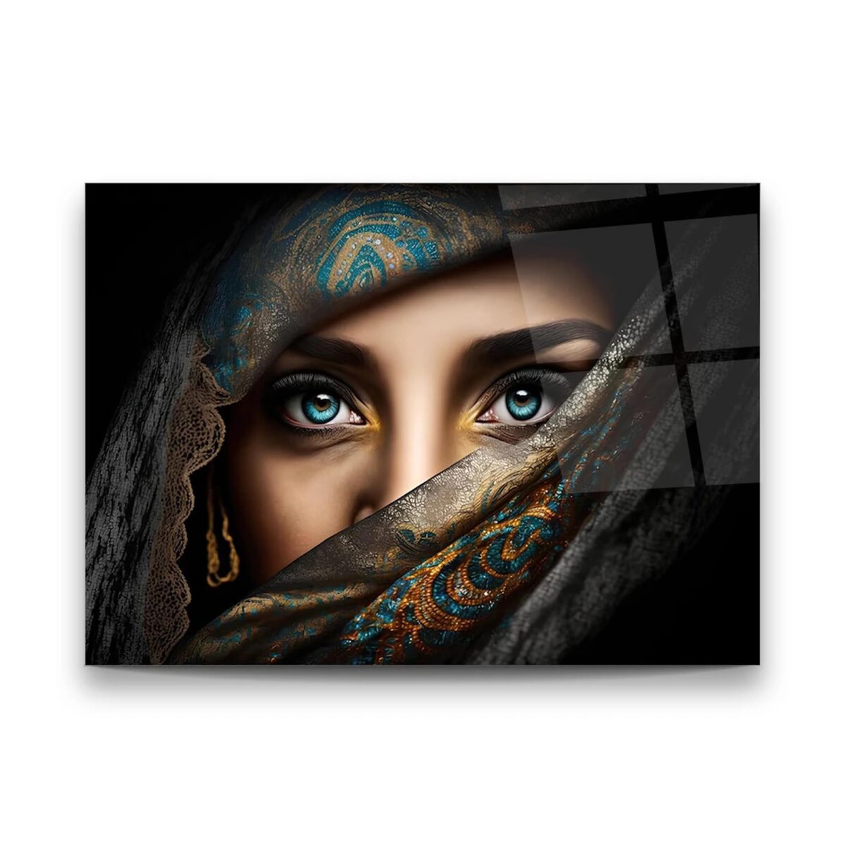 Woman Eyes Portrait Glass Wall Art
