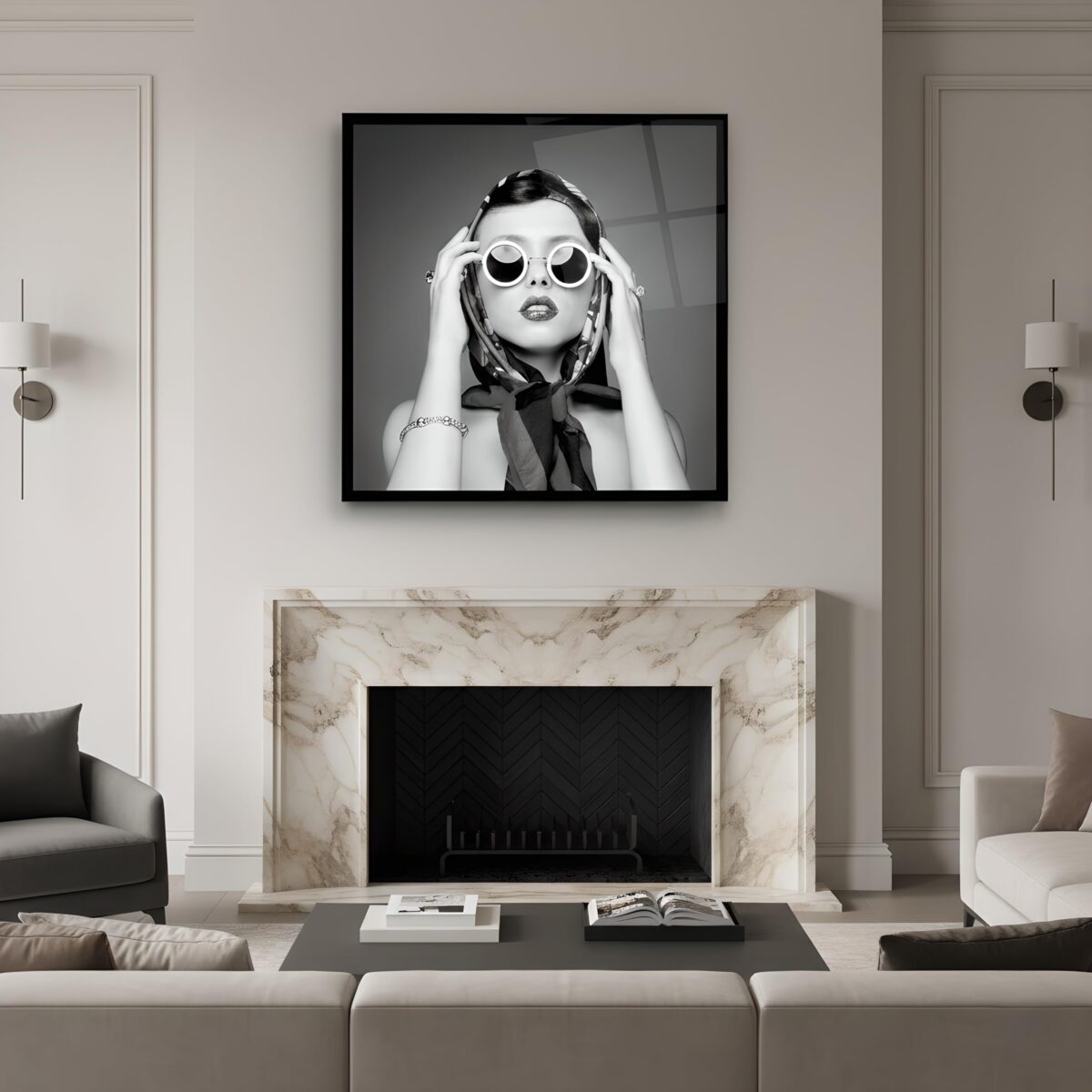 Vintage Fashion Portrait Glass Wall Art