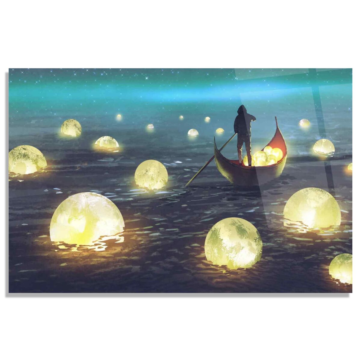 Balls of Light and Lost Boat Glass Wall Art