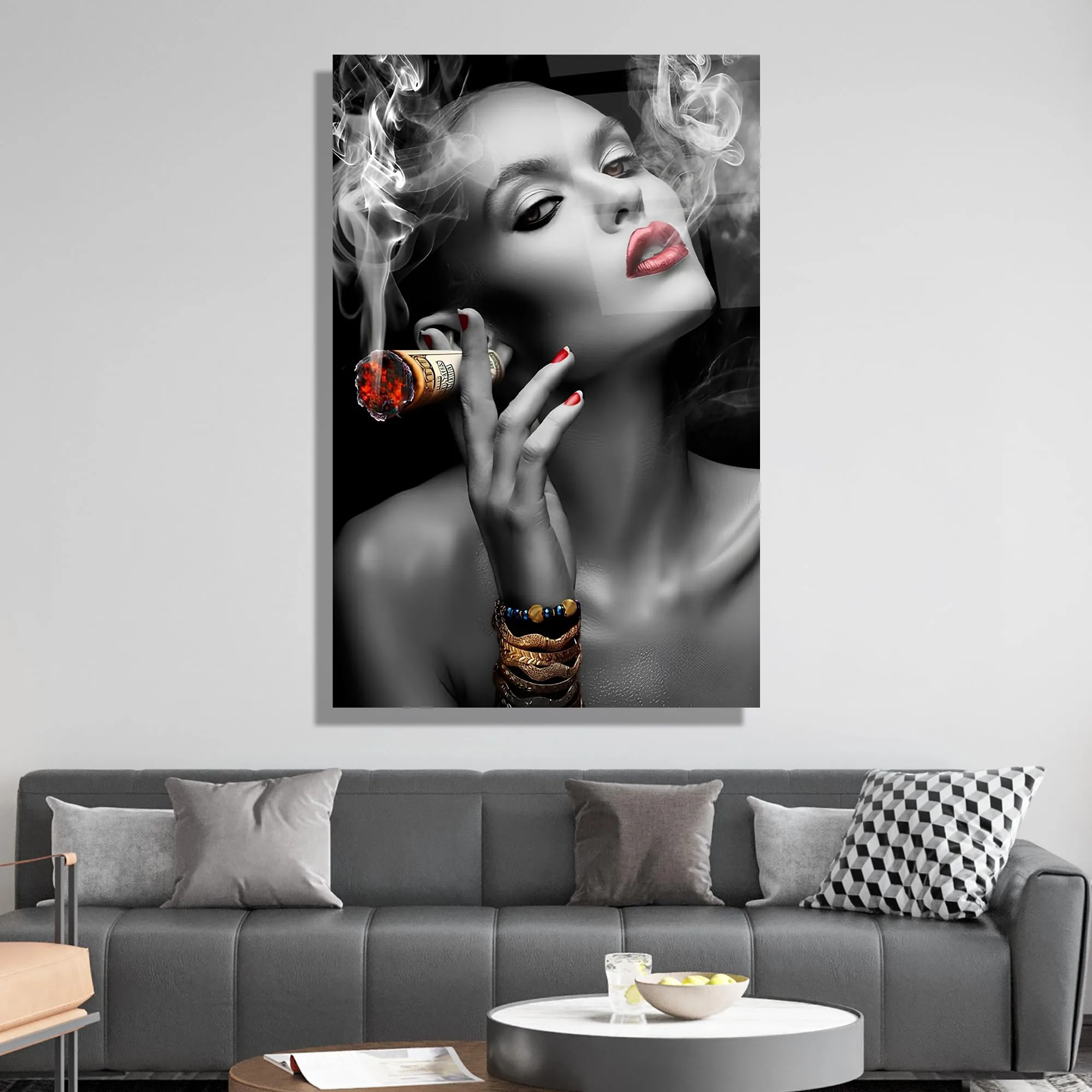 Glam Woman Glass Wall Art