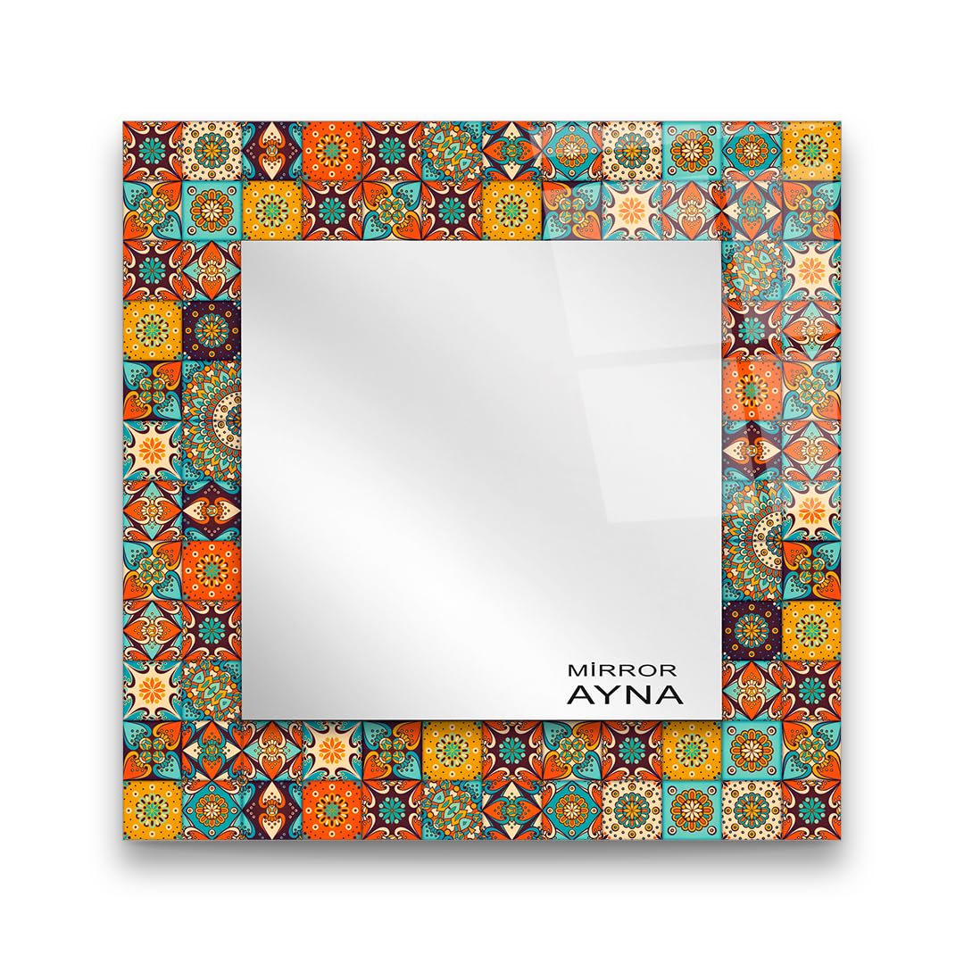 Tile Patterned Glass Mirror – Three-Piece Set