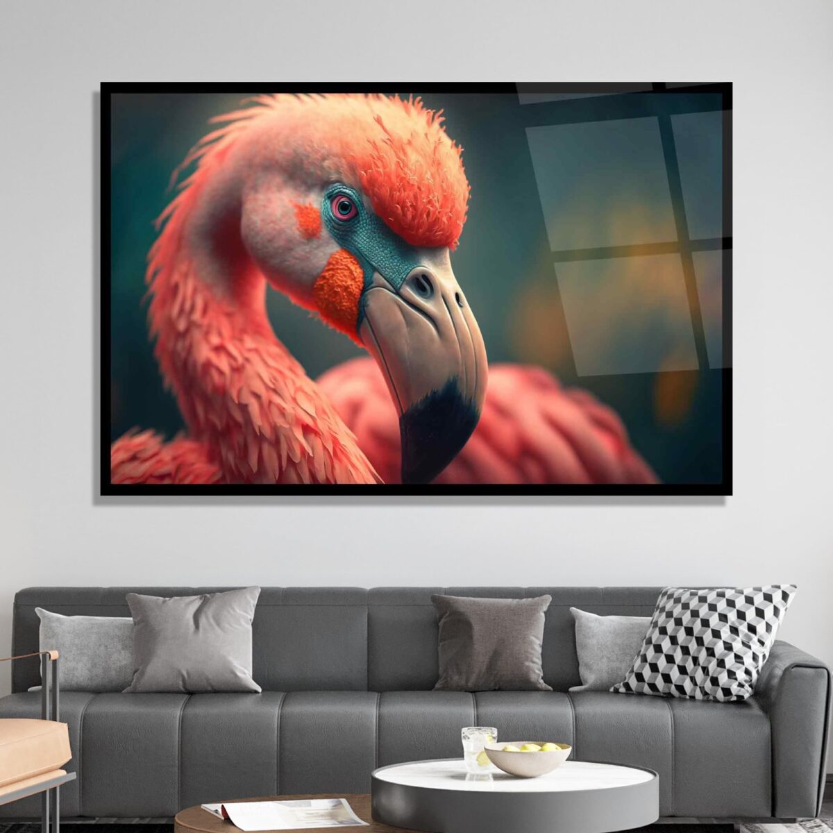 Flamingo Eclipse Glass Wall Art